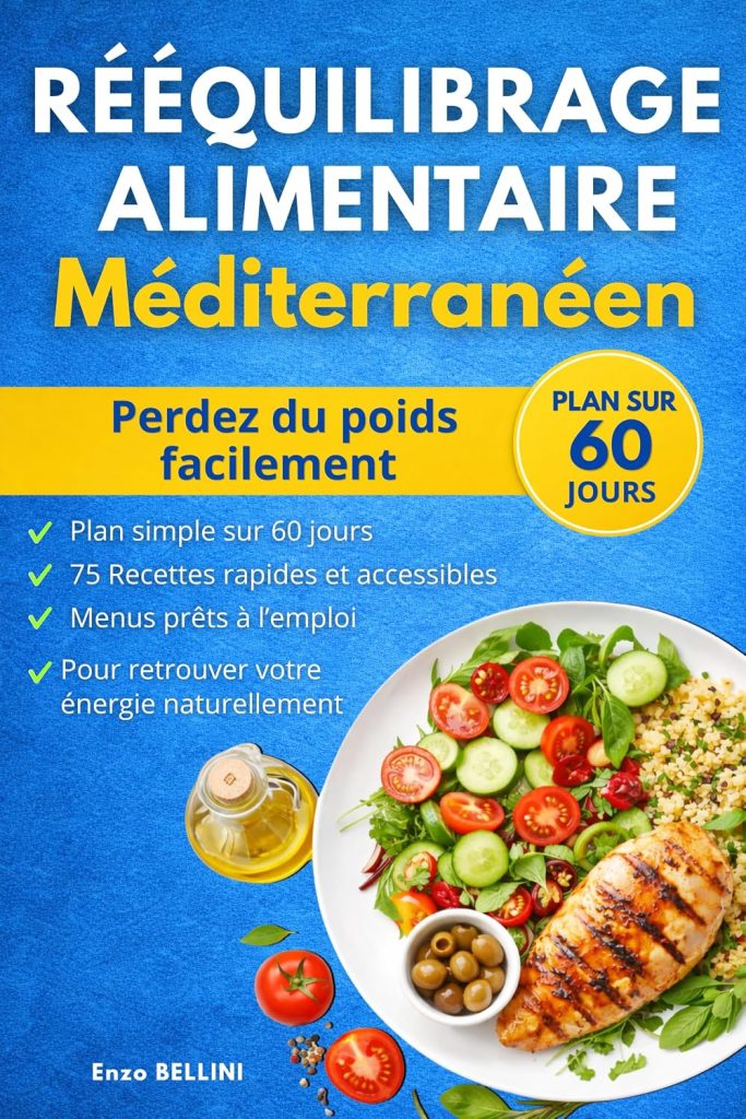 Rééquilibrage Alimentaire Méditerranéen: 60 jours de menus et recettes healthy pour perdre du poids durablement : le guide simple pour maigrir sans frustration grâce au régime méditerranéen - image 1